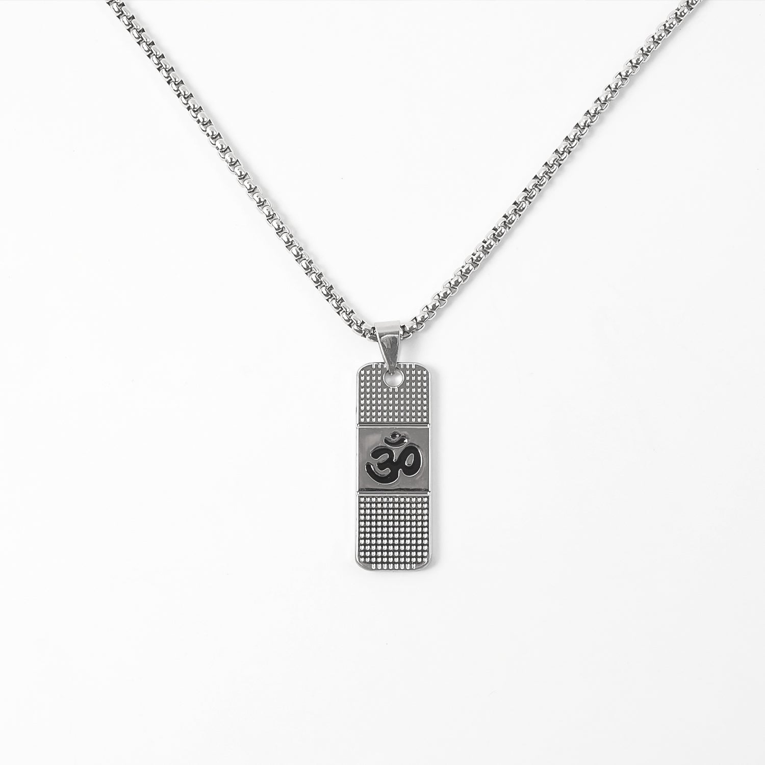 Silver Plated OM Symbol Dotted Locket Pendant With Chain