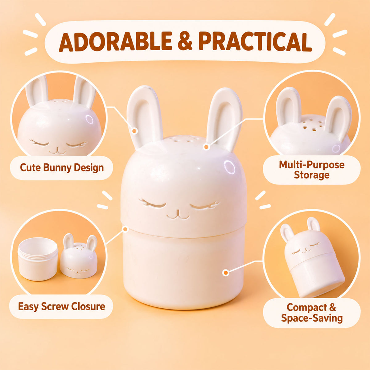Cute Bunny Kitchen Container for Tea Bags, Spices and Small Items (1 Pc)