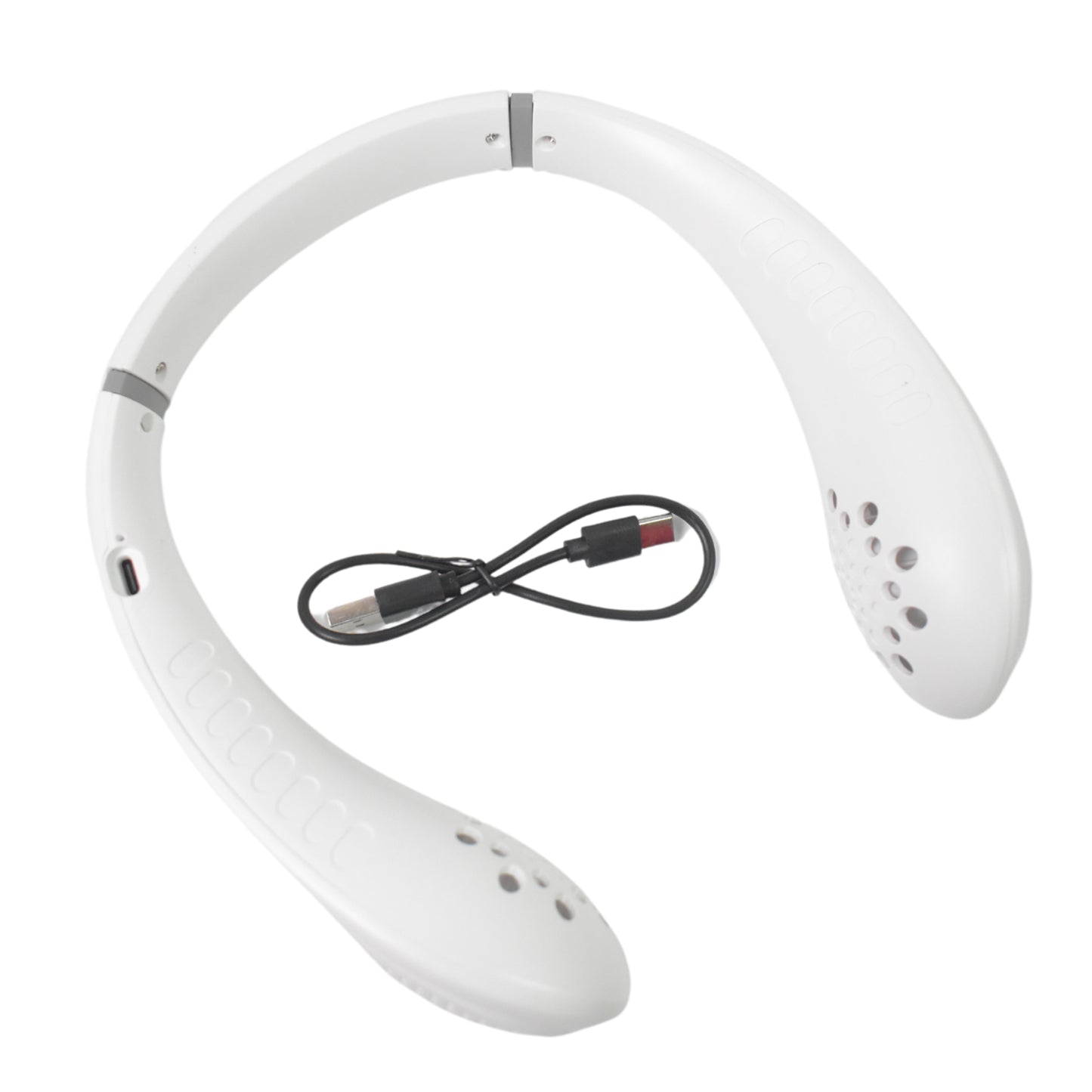 Portable USB Rechargeable Neck Fan – Wearable, 3 Speeds, Headphone Design