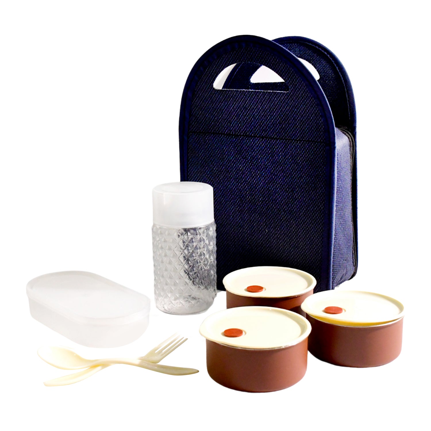 स्टील लंच बॉक्स सेट (4 पीस, काला)