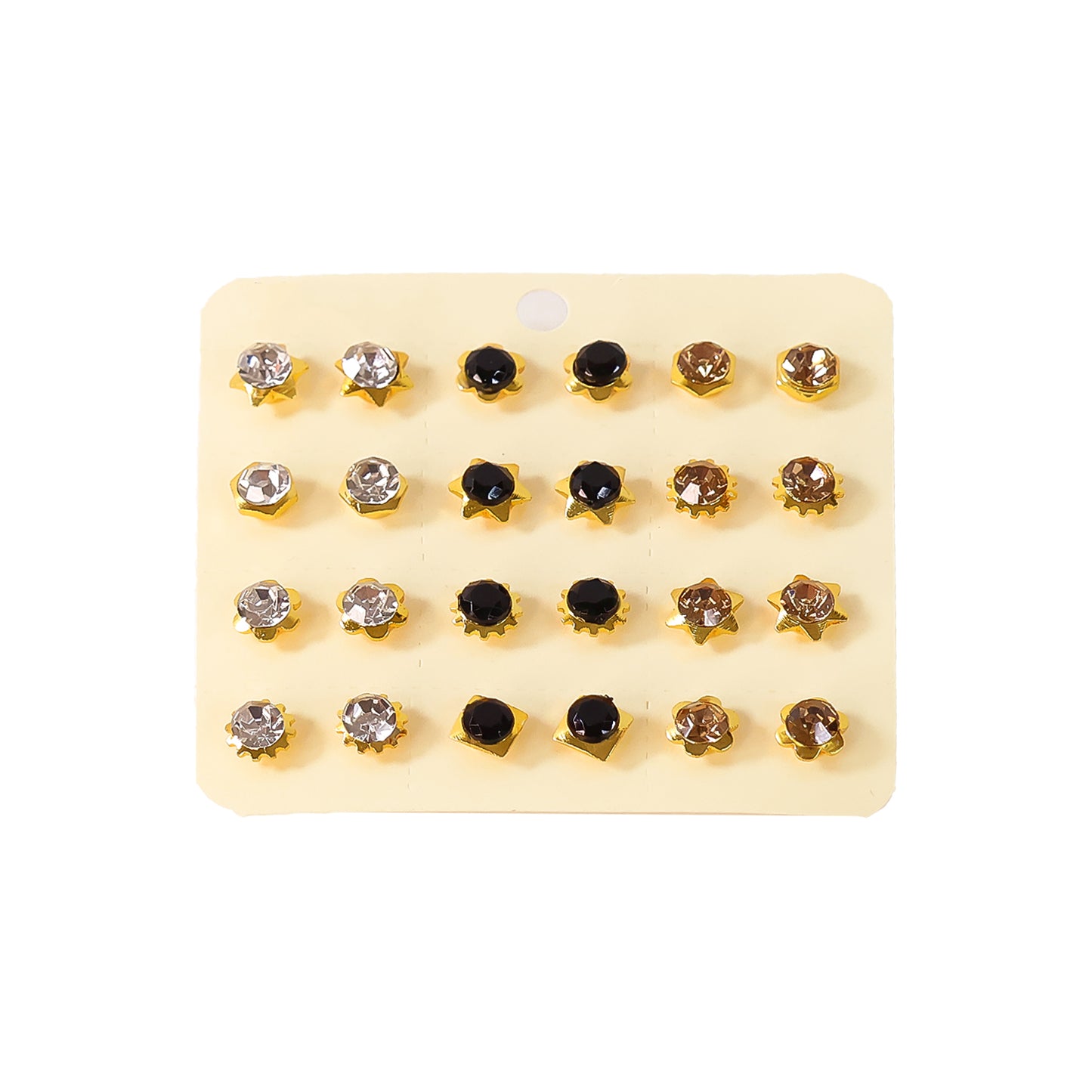 Stud Earrings With Single Stone Alloy Stud Earring (Set Of 12)