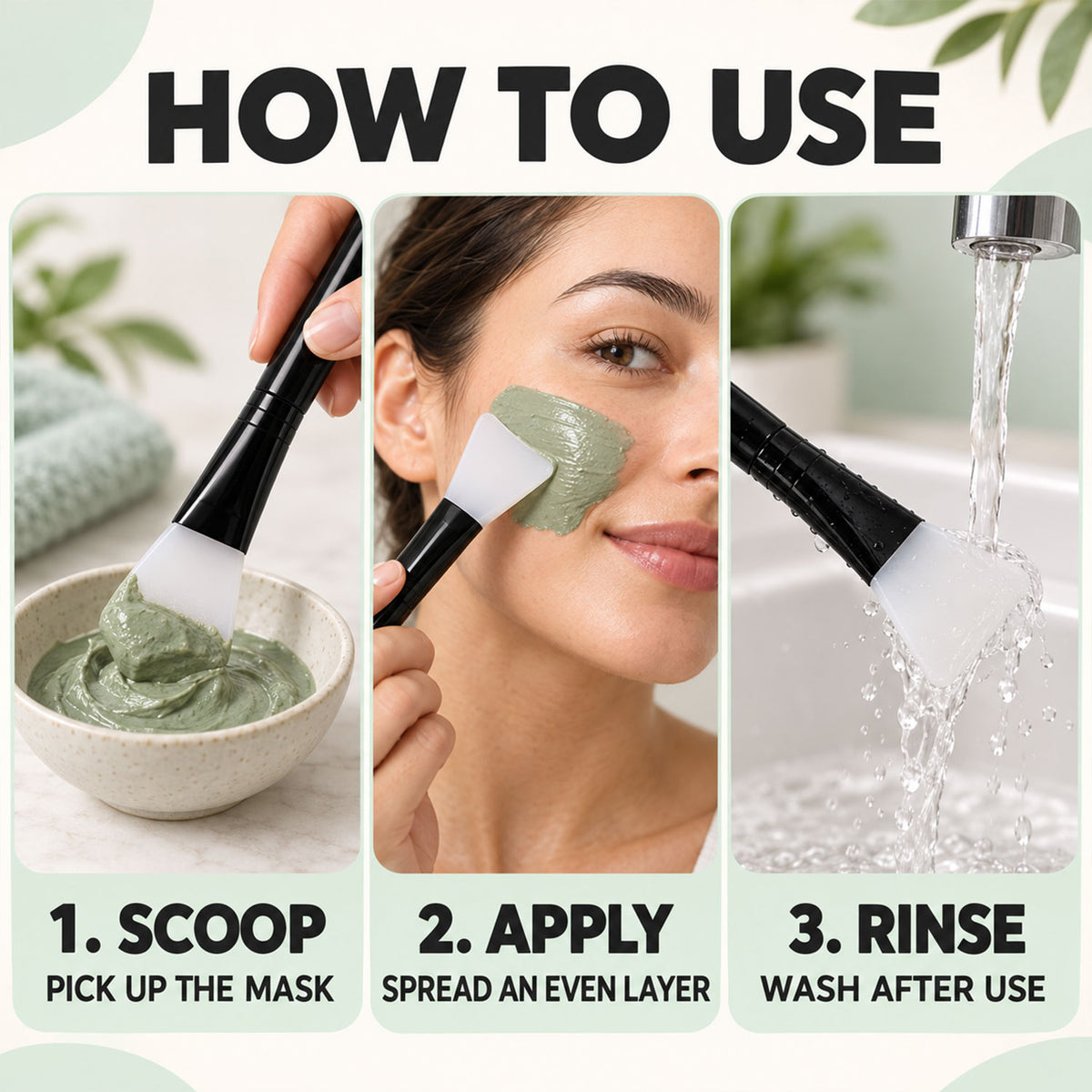 Silicone Face Mask Brush with Flexible Head for Even Skincare Application (1 Pc)