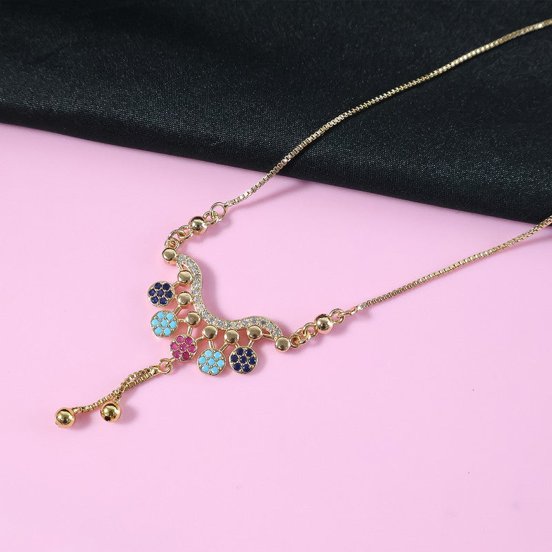 Gold-Plated Multicolor Pendant Necklace for Women