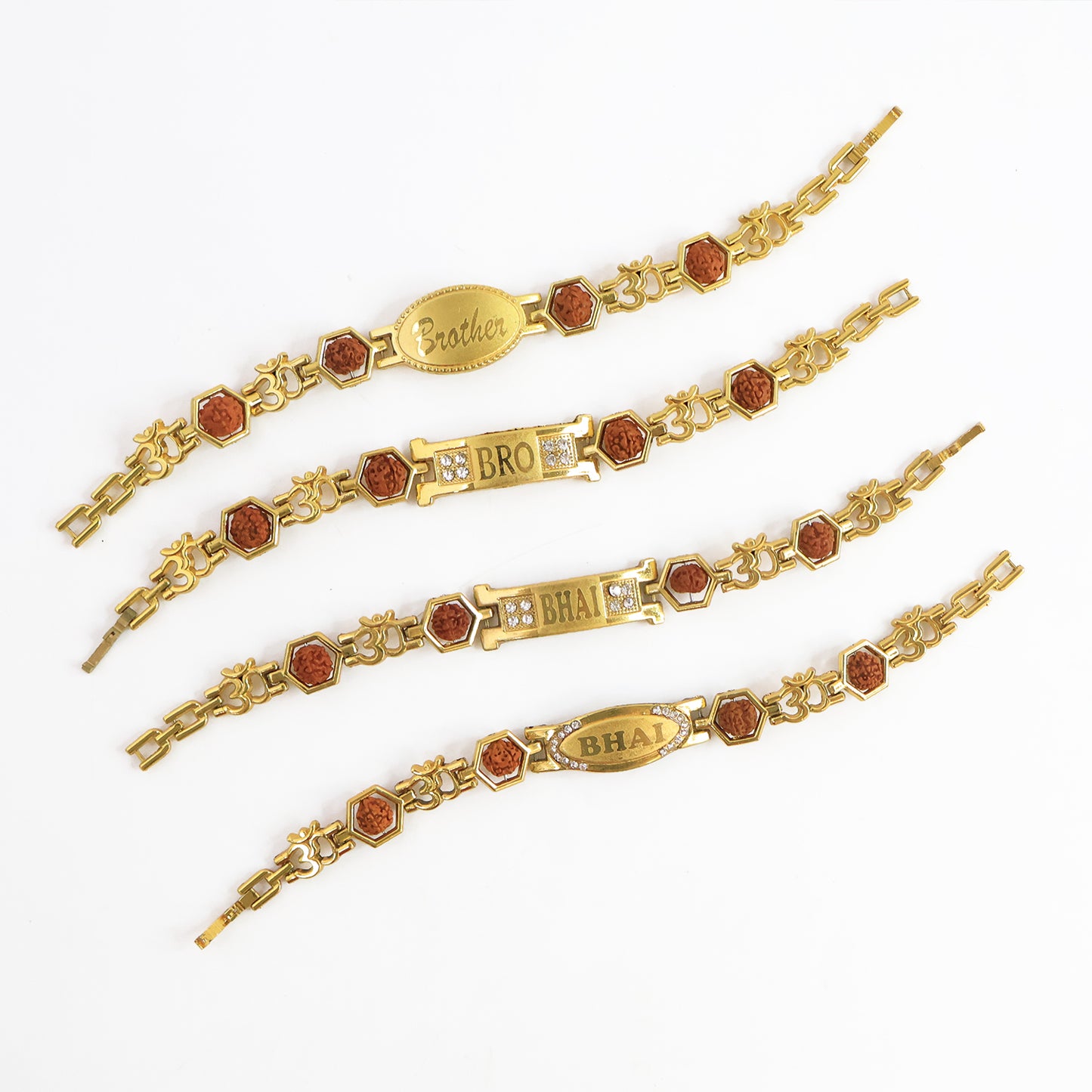 Metal Rakhi Bracelet for Brother Om Design Rakhi with Rudraksh (Mix Design \ 1 Pc)