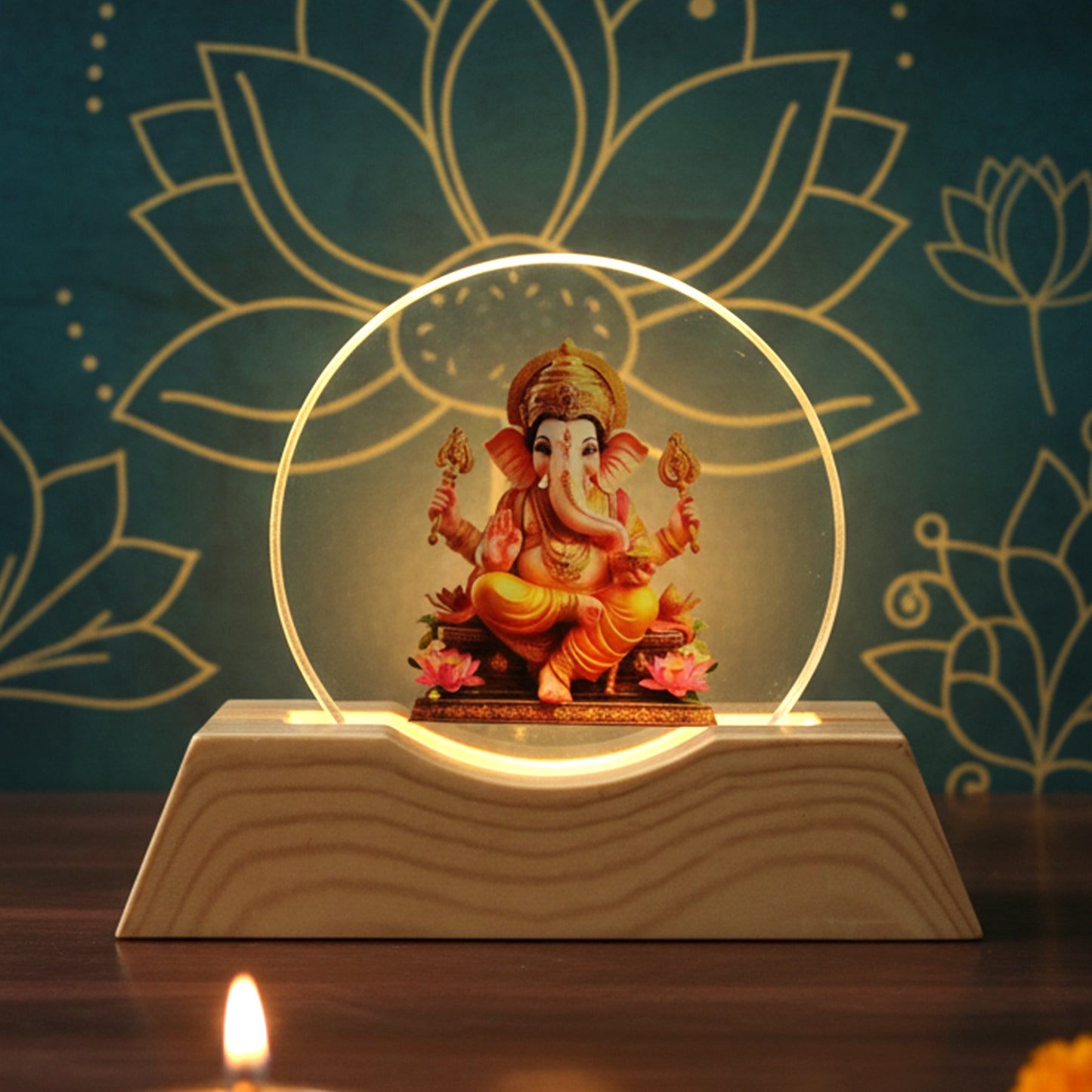 Premium 3D Lord Ganesha Acrylic LED Night Lamp (1 Pc)