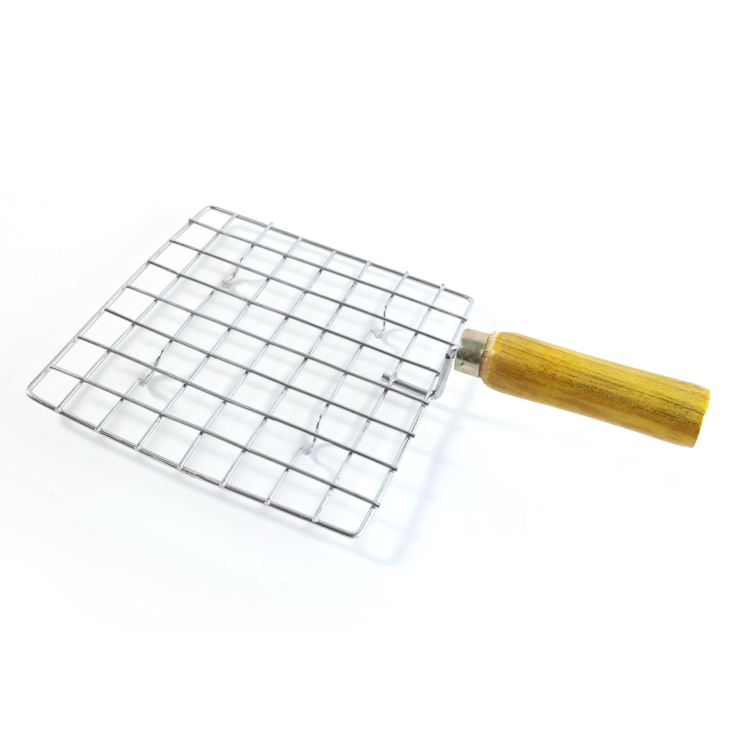Kitchen Square Stainless Steel Roaster Jali, Barbecue Grill with Wooden Handle