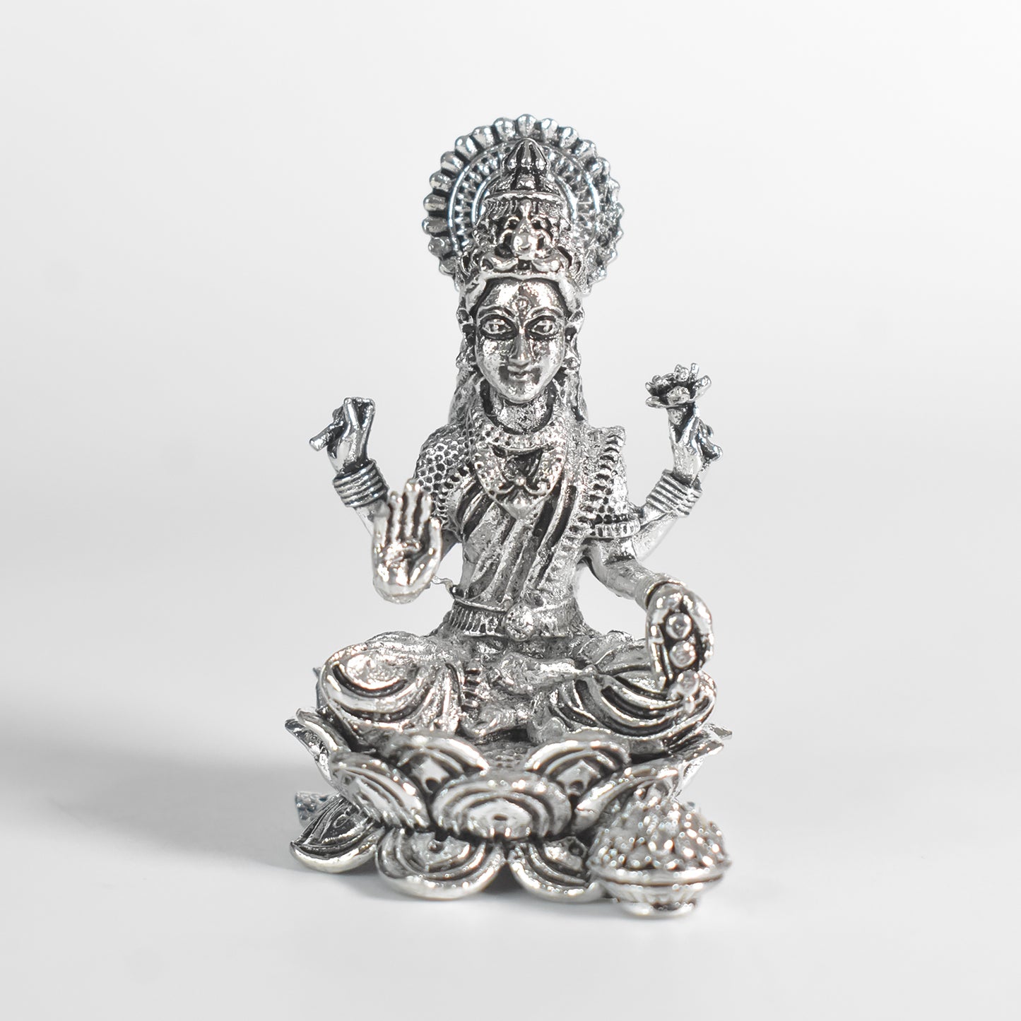 Divine Lakshmi Mata Murti - Silver-Colored Metal Statue for Prosperity & Blessings