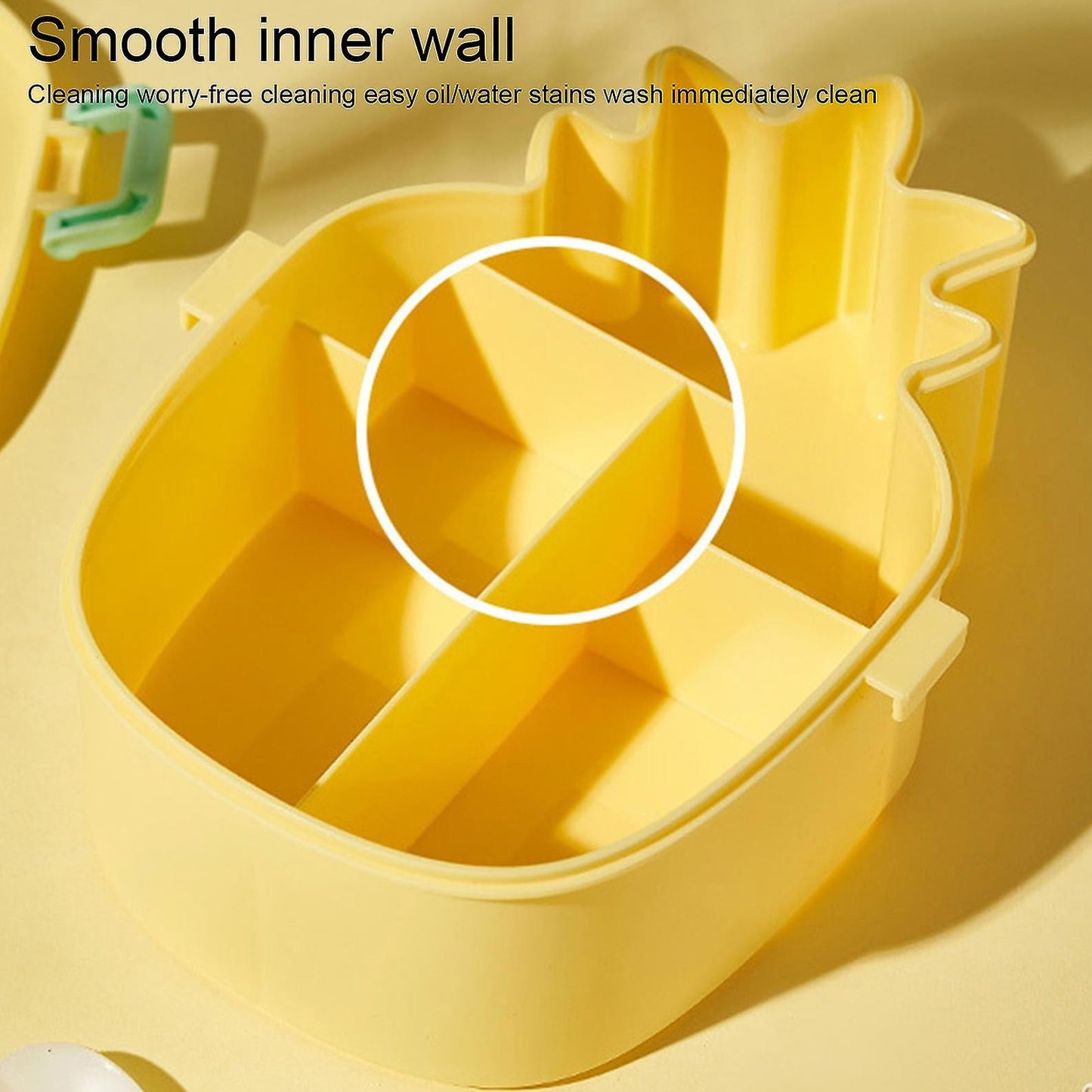 बच्चों के लंच बॉक्स प्यारा अनानास के आकार का बेंटो बॉक्स कांटा चम्मच स्नैक कैंडी कंटेनर माइक्रोवेव पोर्टेबल ऑफिस लंच बॉक्स (1 पीसी / चम्मच और कांटा के साथ)