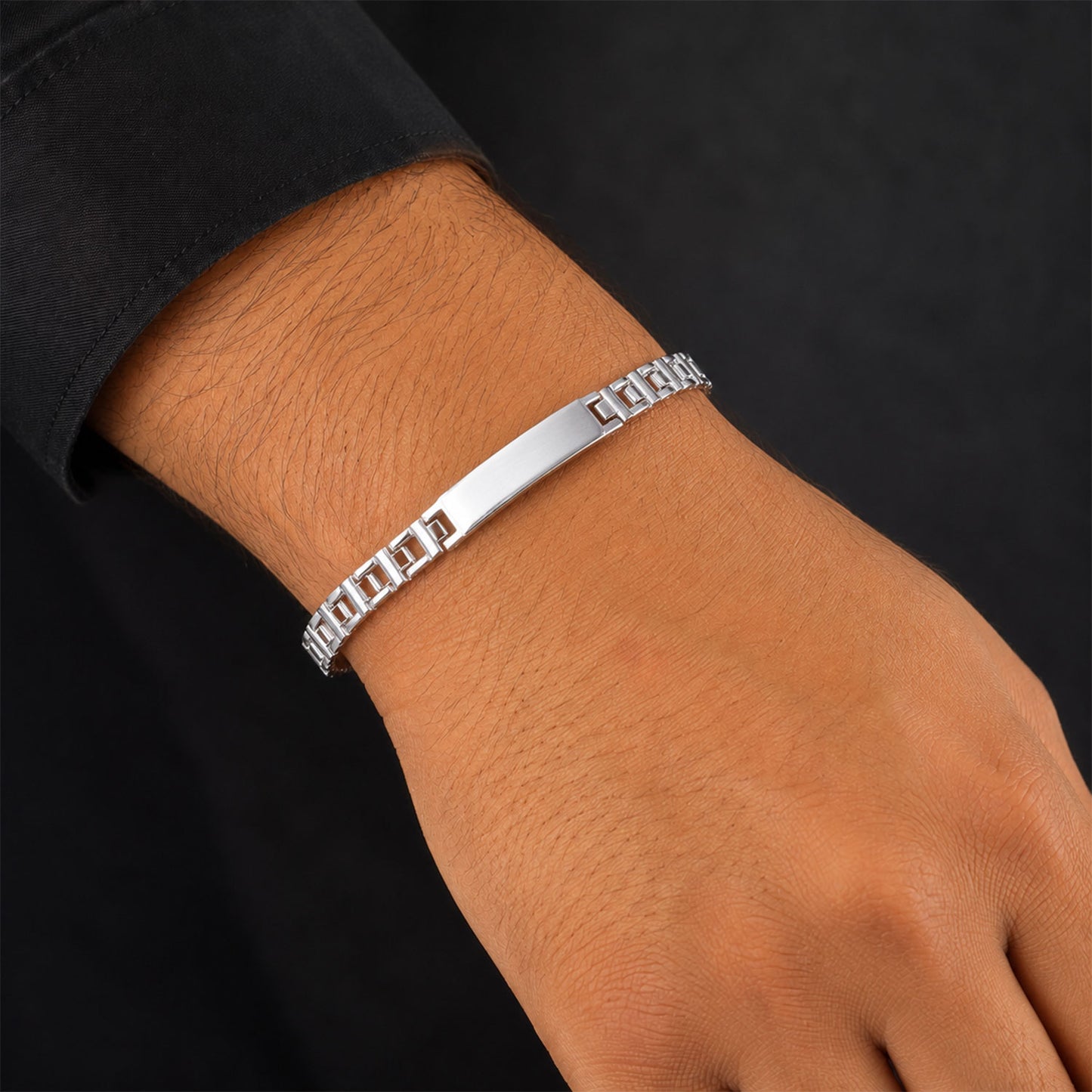 Customized Name Engraved Silver Plate Link Chain Bracelet (1 Pc)