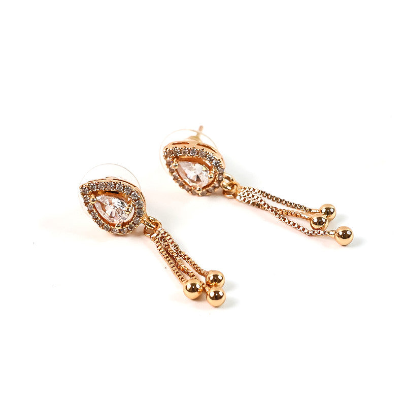 Stylish Teardrop CZ Stone Dangle Earrings for Women