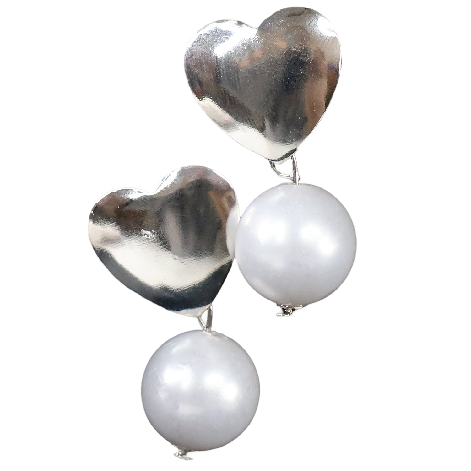 Pearl Heart Earrings White Silver Tone For Women And Girls (1Pc)