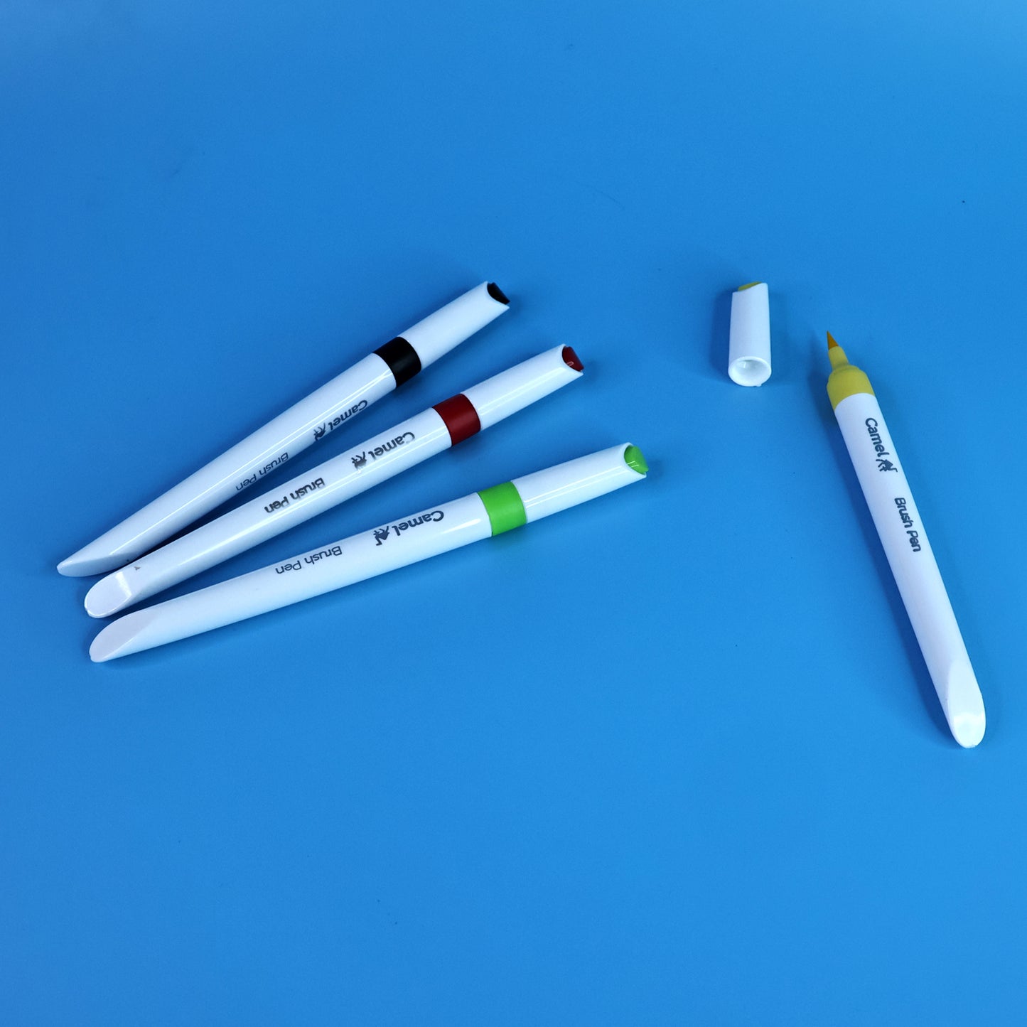 Camel Brush Pens – 6 Vibrant Shades (Flexible Tip for Watercolor Effects, Lettering & Sketching)