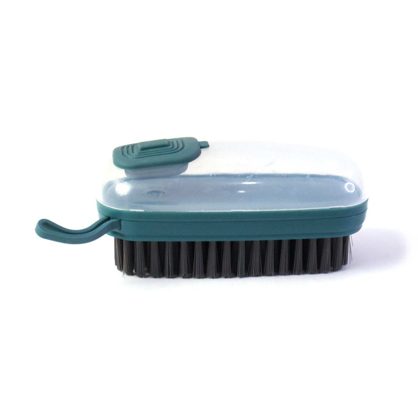 Close-up of dispensing laundry brush in use