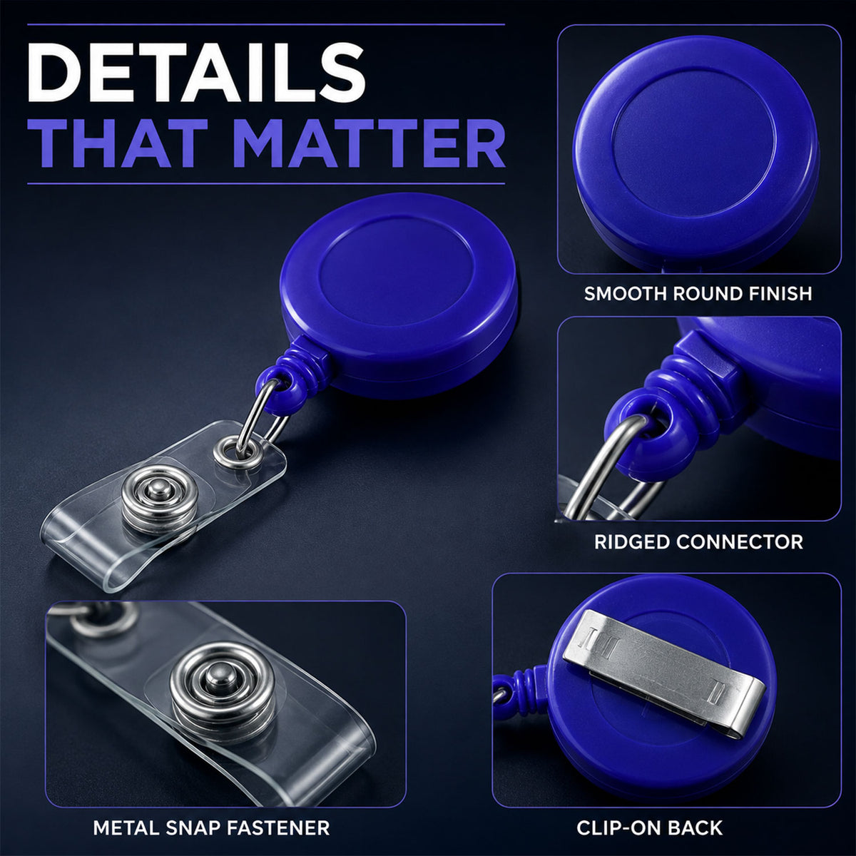 Retractable ID Badge Reel with Metal Belt Clip and Card Holder for Office (1 Pc)