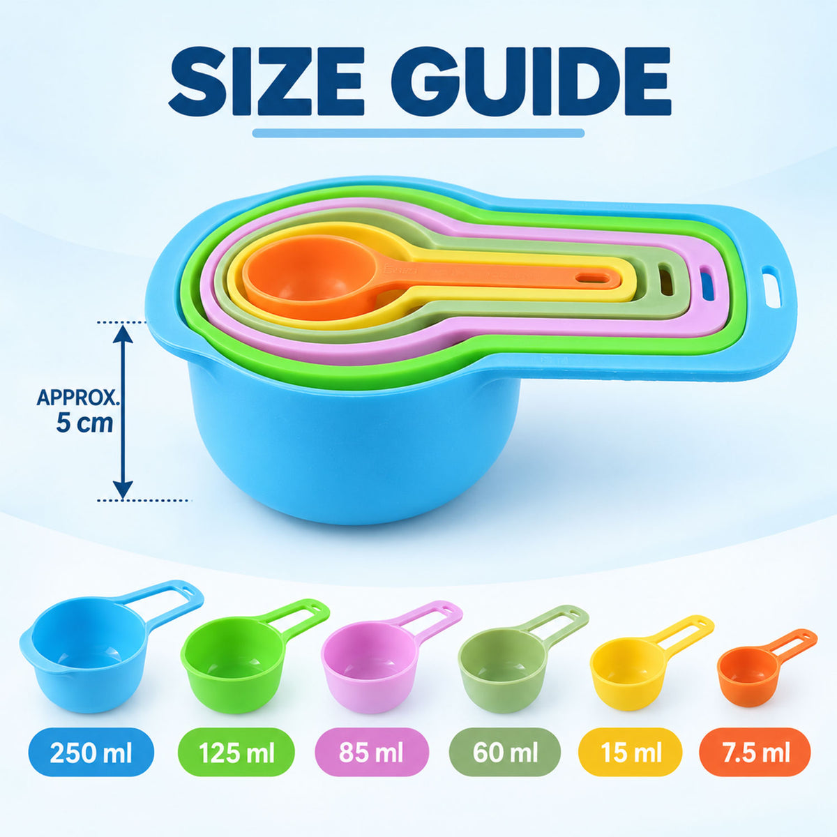 Design details of plastic measuring spoons.