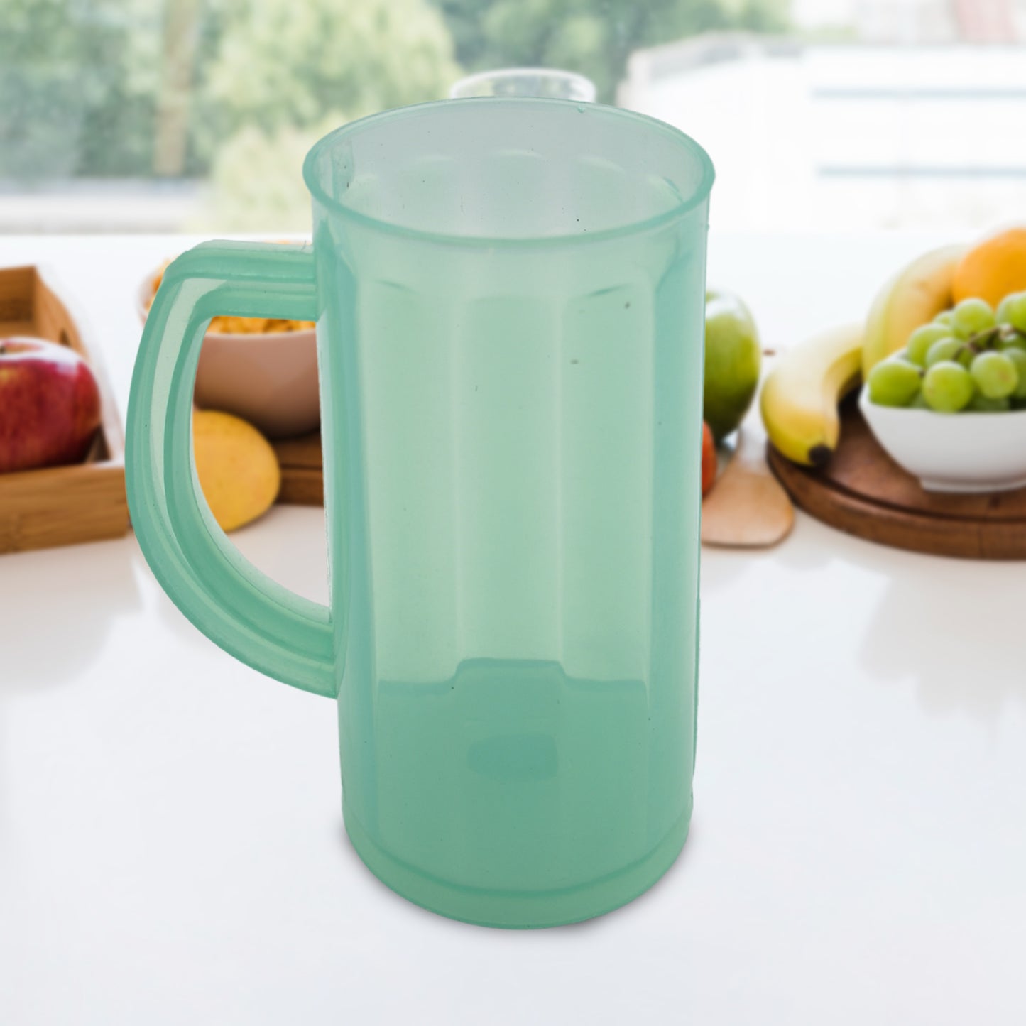 Clear Plastic Coffee Mug with Handle - BPA Free & Microwave Safe