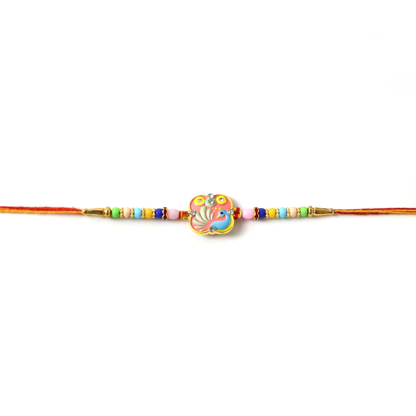 Colorful Peacock Design Rakhi with Decorative Beads (1 Pc)