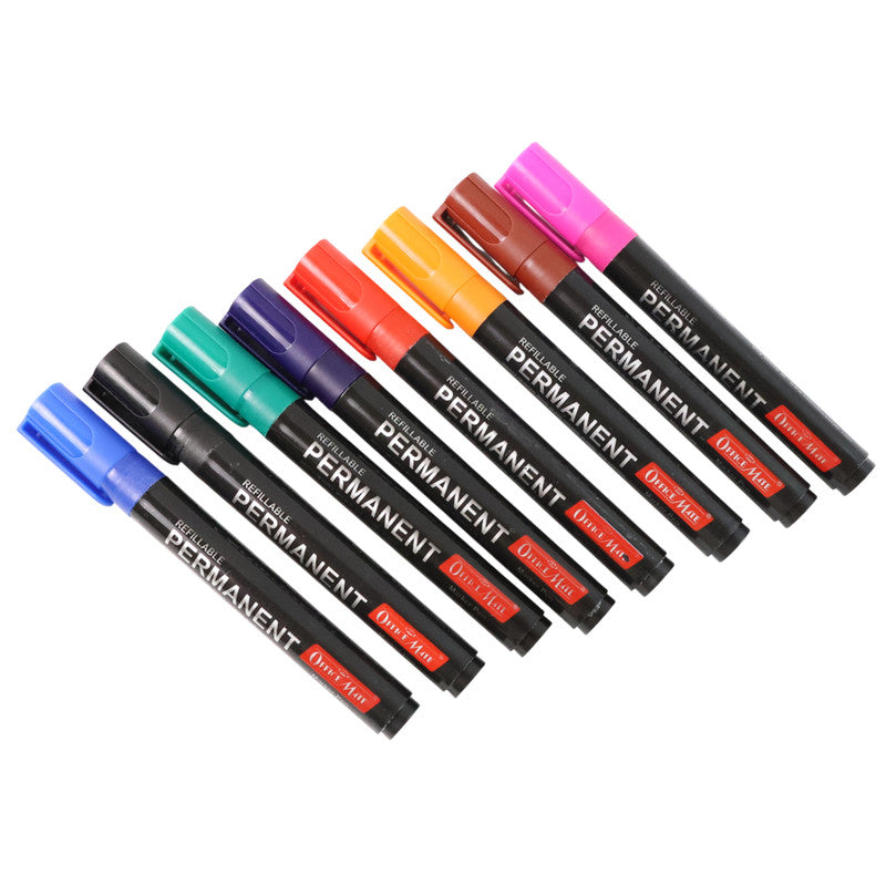 Permanent Marker Pen Set – Refillable, Quick-Drying, Multi-Color (Pack of 8)