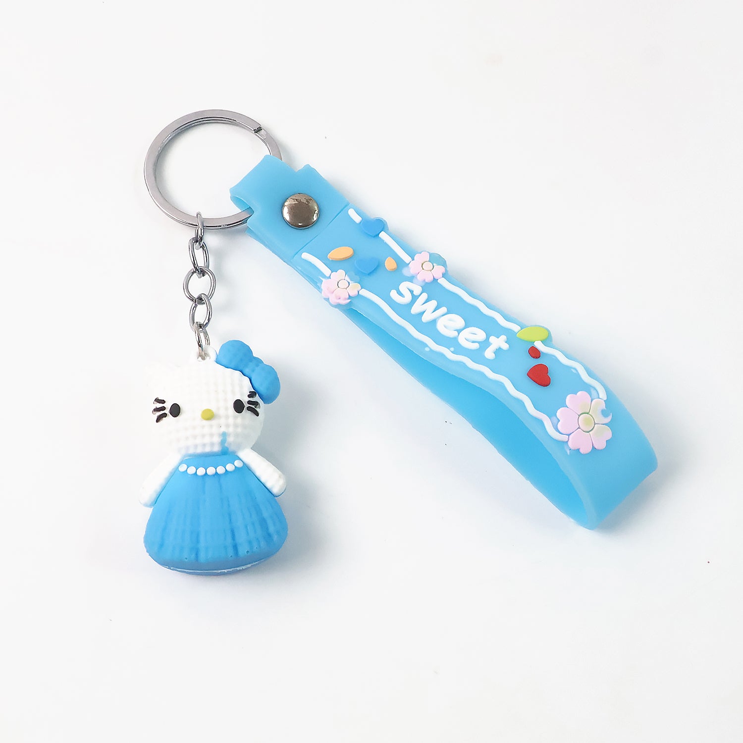 Cute Cartoon Silicone 3D Key Chain with Metal Hook & Strap (Pack of 1)