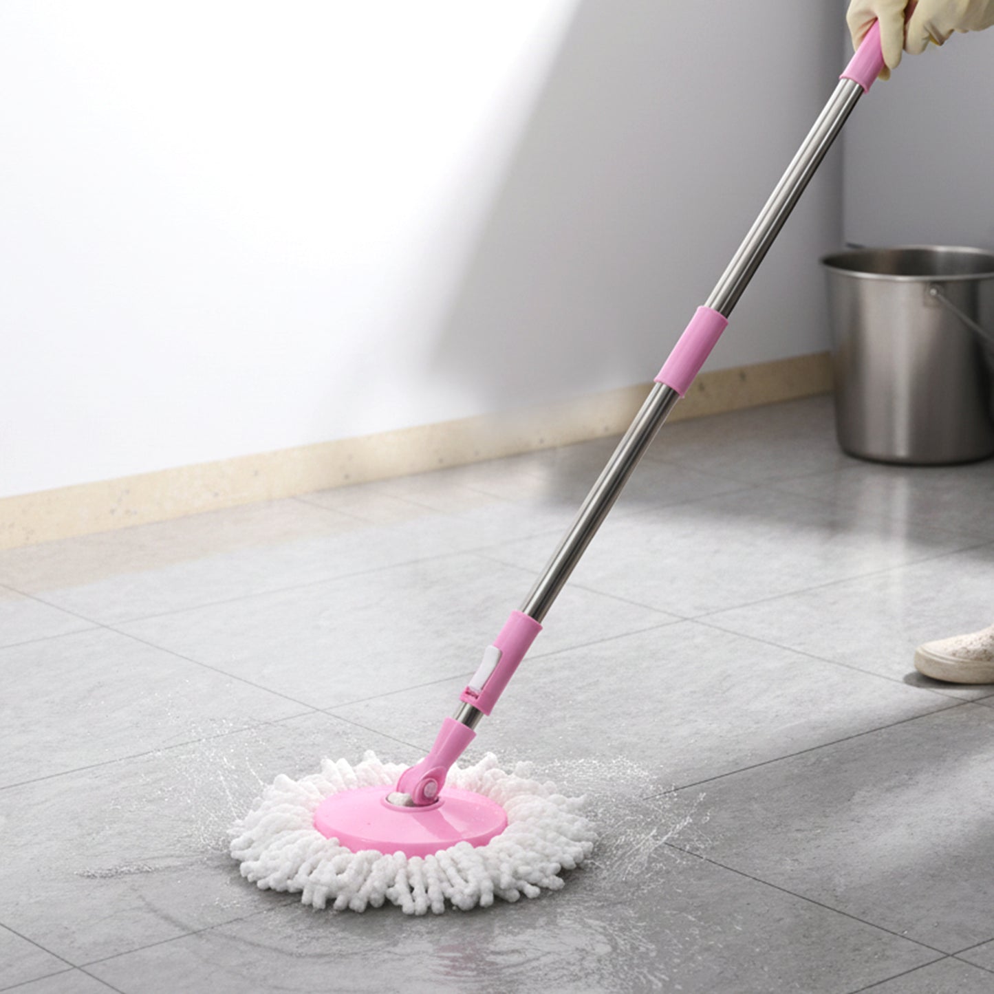 Quick Spin Mop With Steel Spin, Bucket Floor Cleaning, Easy Wheels & Big Bucket, Floor Cleaning Mop with Bucket