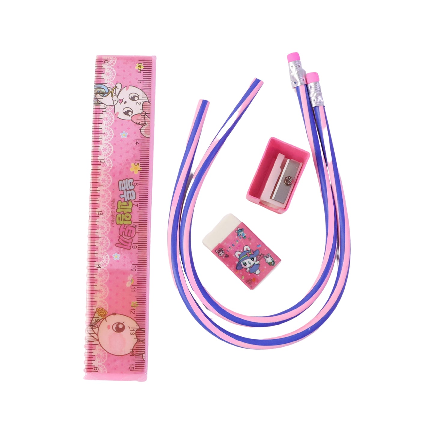Closeup of kids school stationery kit