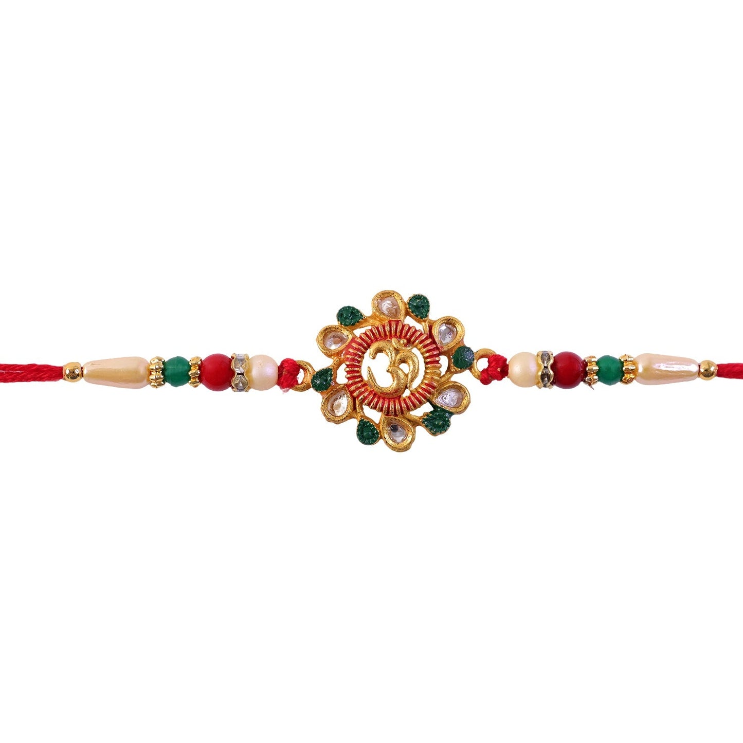 Om Motif Beaded Designer Rakhi for Raksha Bandhan Puja Wear (10pcs)