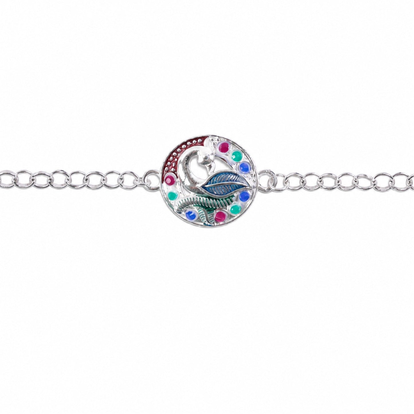 Peacock Enamel Rakhi for Brother Elegant Raksha Bandhan Gift (5pcs)