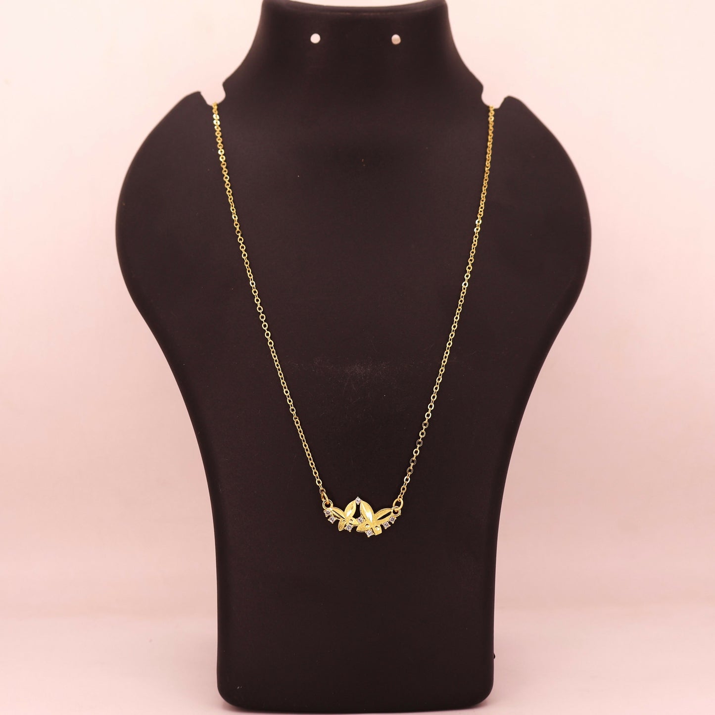Dainty Double Butterfly AD Gold-Plated Necklace For women and girls