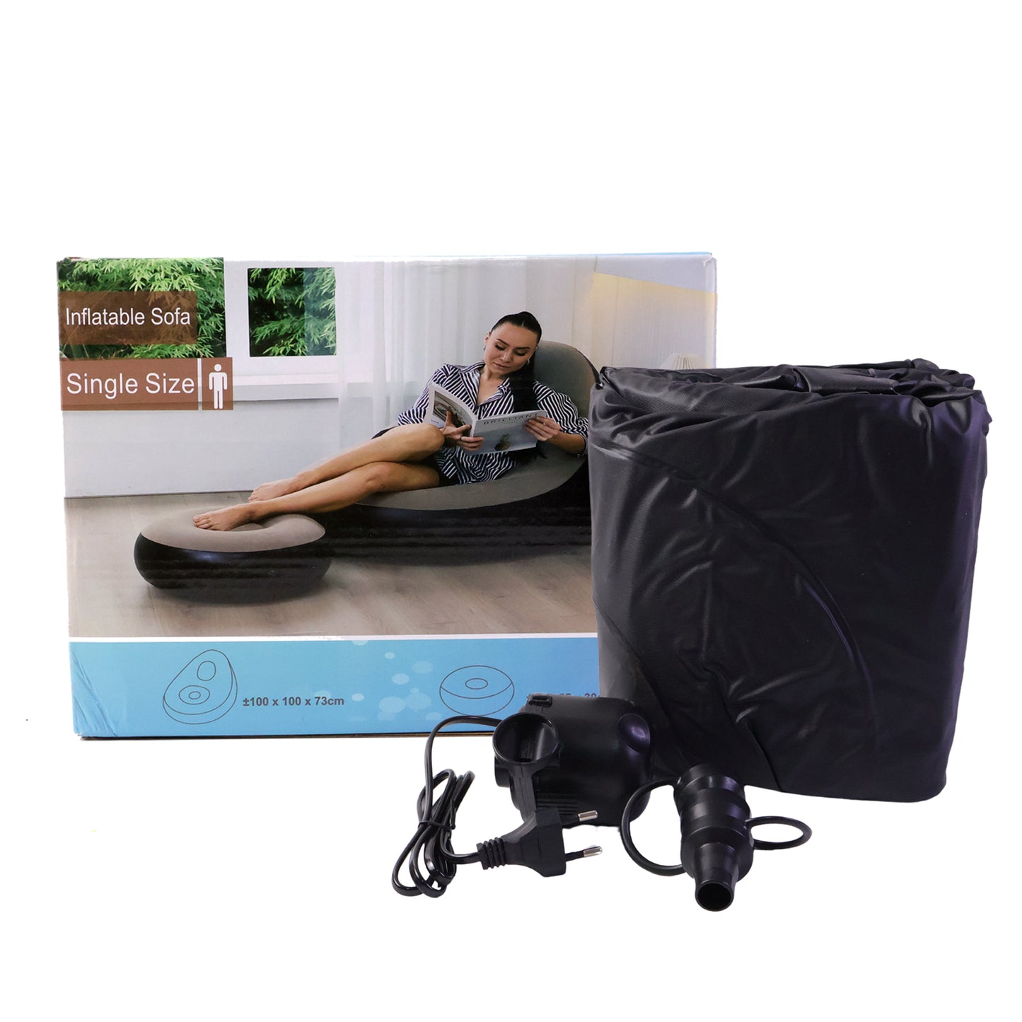 Inflatable sofa chair in living room setting