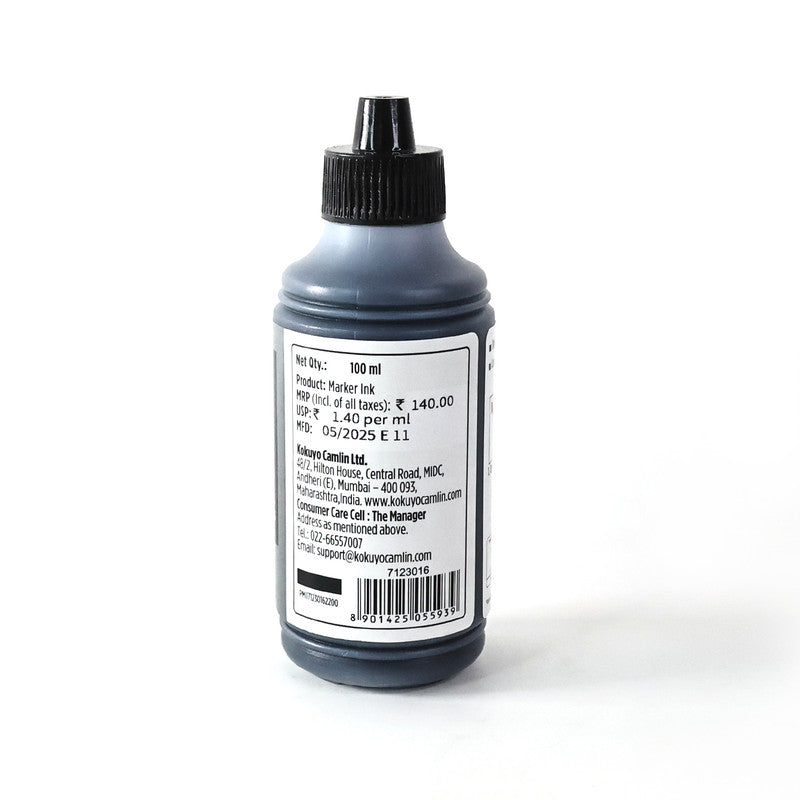 Camlin Permanent Marker Ink 15 ml – Black Color Refill Ink for Multi-Surfaces