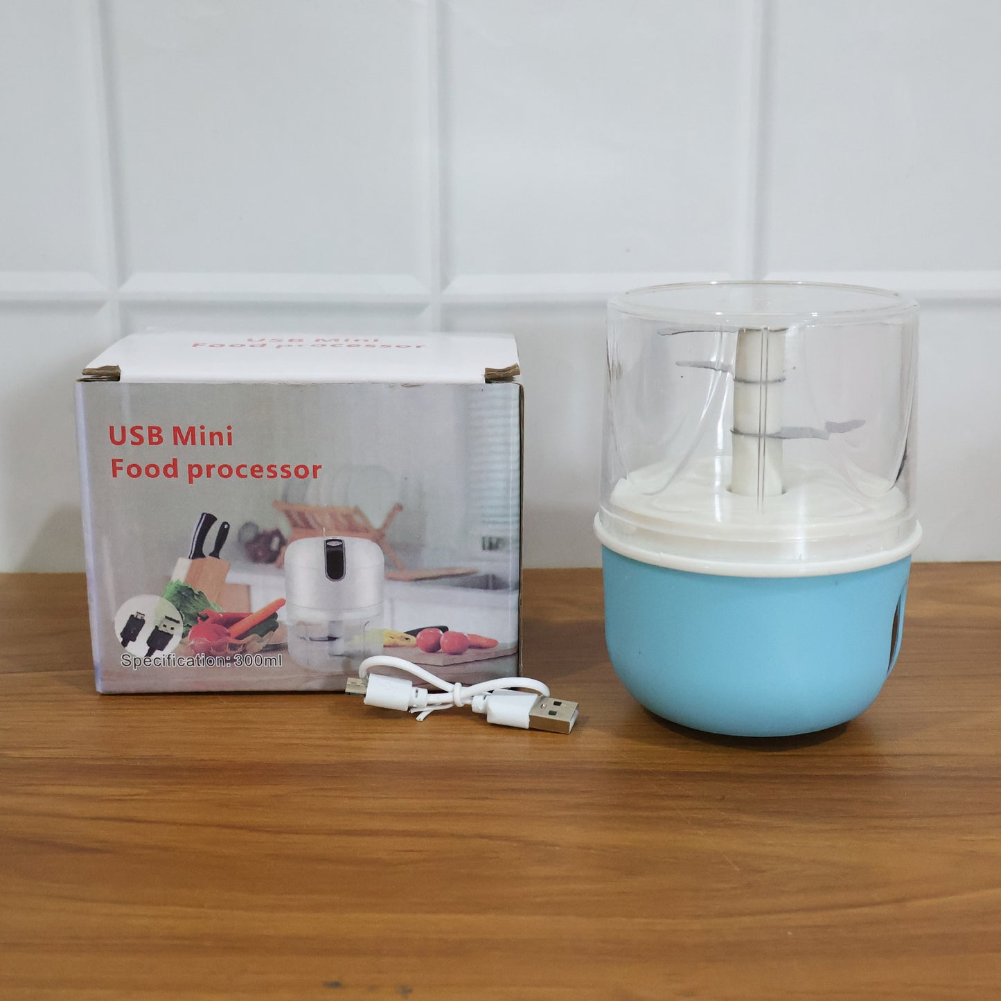 Wireless USB Rechargeable Mini Electric Garlic Machine / Chopper 3 Blades (300Ml)