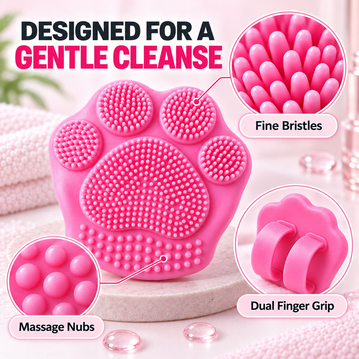 Silicone Face Scrubber, Paw Shape Finger Facial Cleansing Brush (1 Pc)