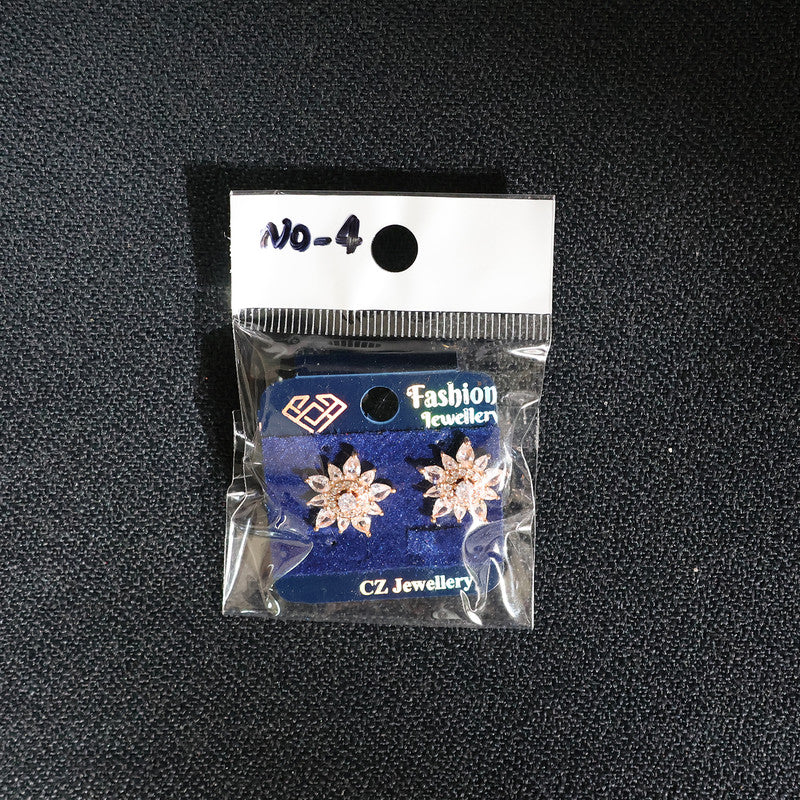 Elegant Floral Design CZ Stone Stud Earrings for Women