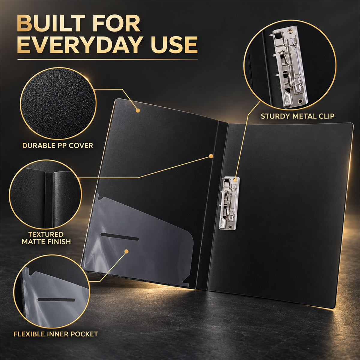 Clip Document Folder – Secure, Foldable A4 Organizer for Office