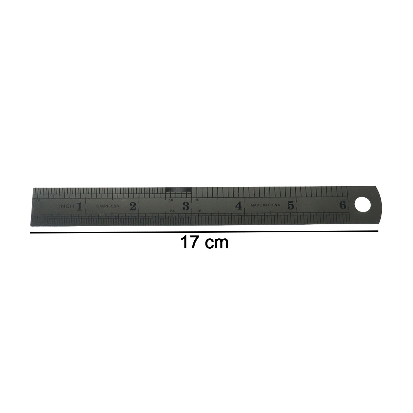 Close-up of steel ruler markings