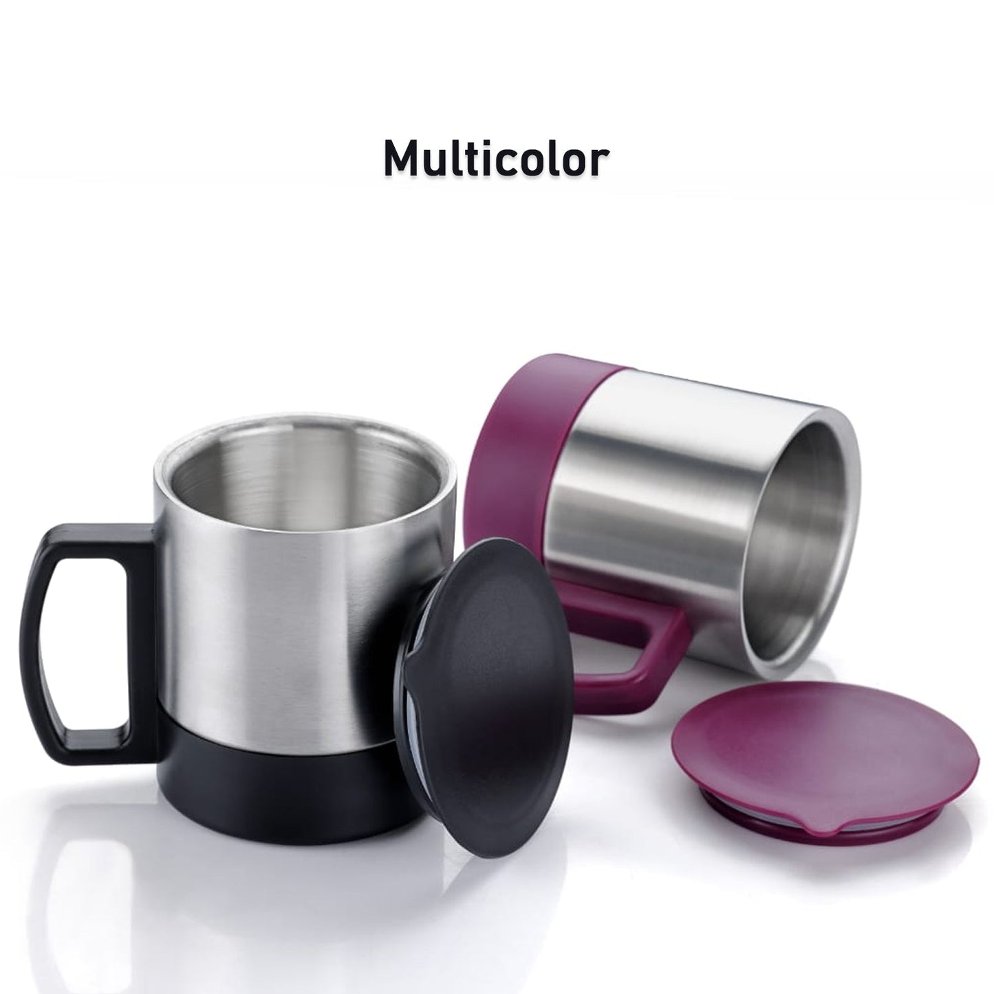 Customize Stainless Steel Coffee/Tea Cup, Stainless Steel Lid Cover Hot Coffee/Tea Mug Hot Insulated Double Wall Stainless Steel, Coffee and Milk Cup with Lid & Handle Easy To Carry - Coffee Cup (1 Pc)