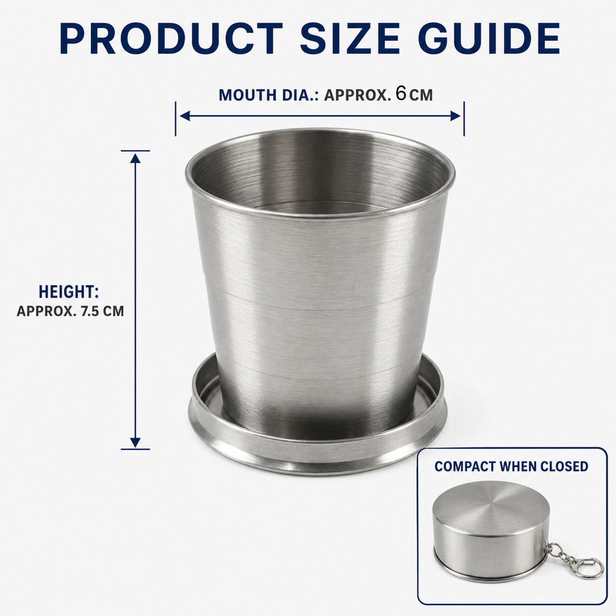 Folding Camping Cup – Stainless Steel Portable with Keychain | hydrozilla