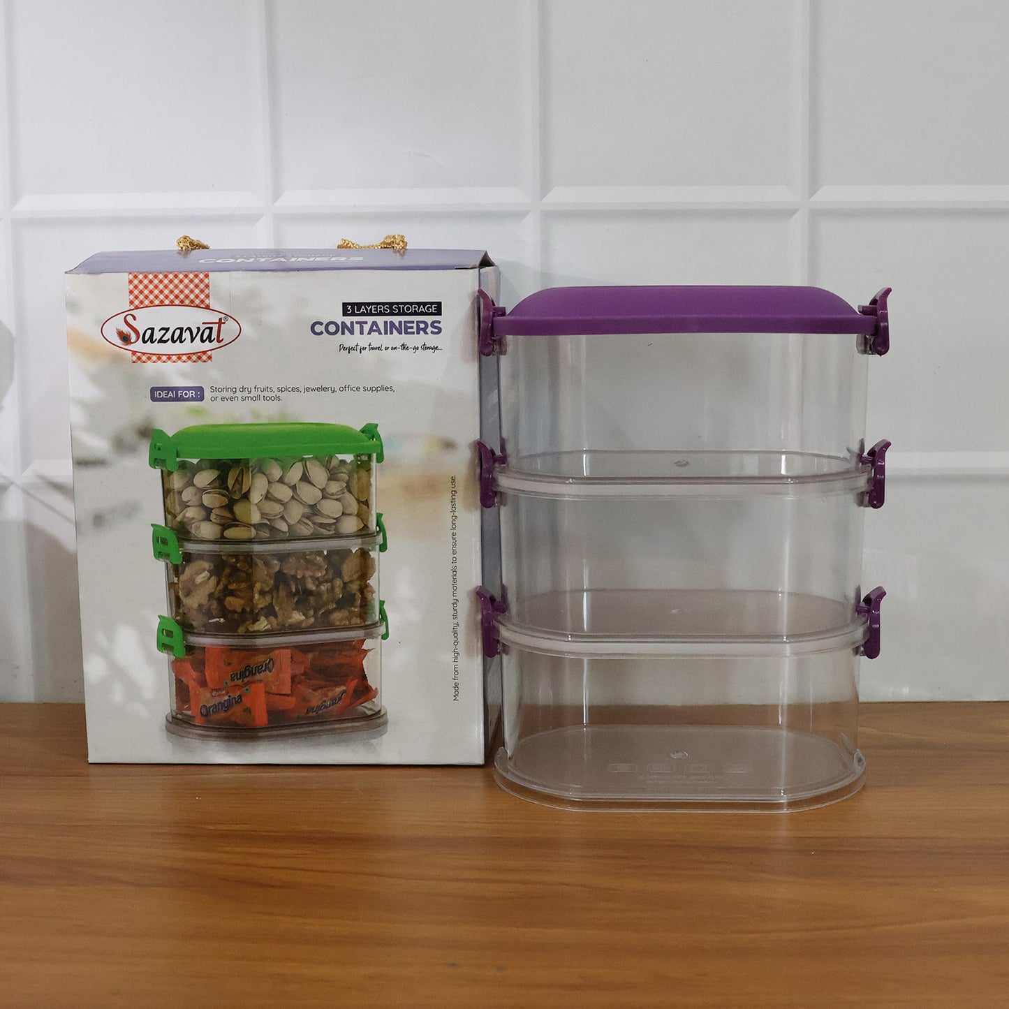 3 Layer Stackable Airtight Food Storage Container Set (1 Set)