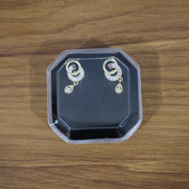 Modern Gold Plated Round Teardrop Earrings with Stone Highlights