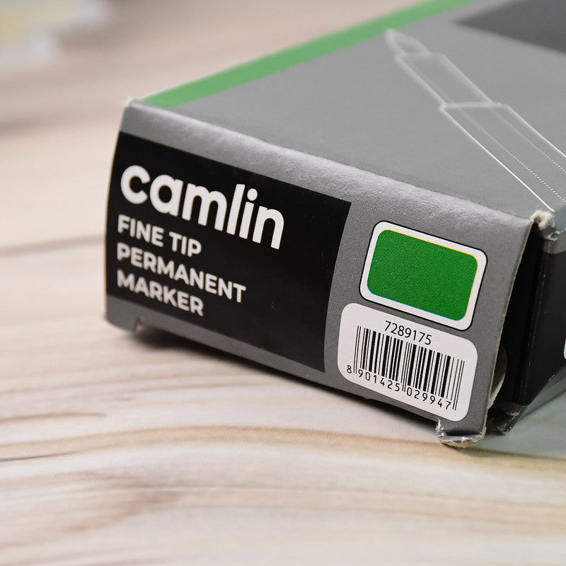 Camlin Fine Tip Permanent Marker – Green Color Precise Writing Markers (Pack of 10)