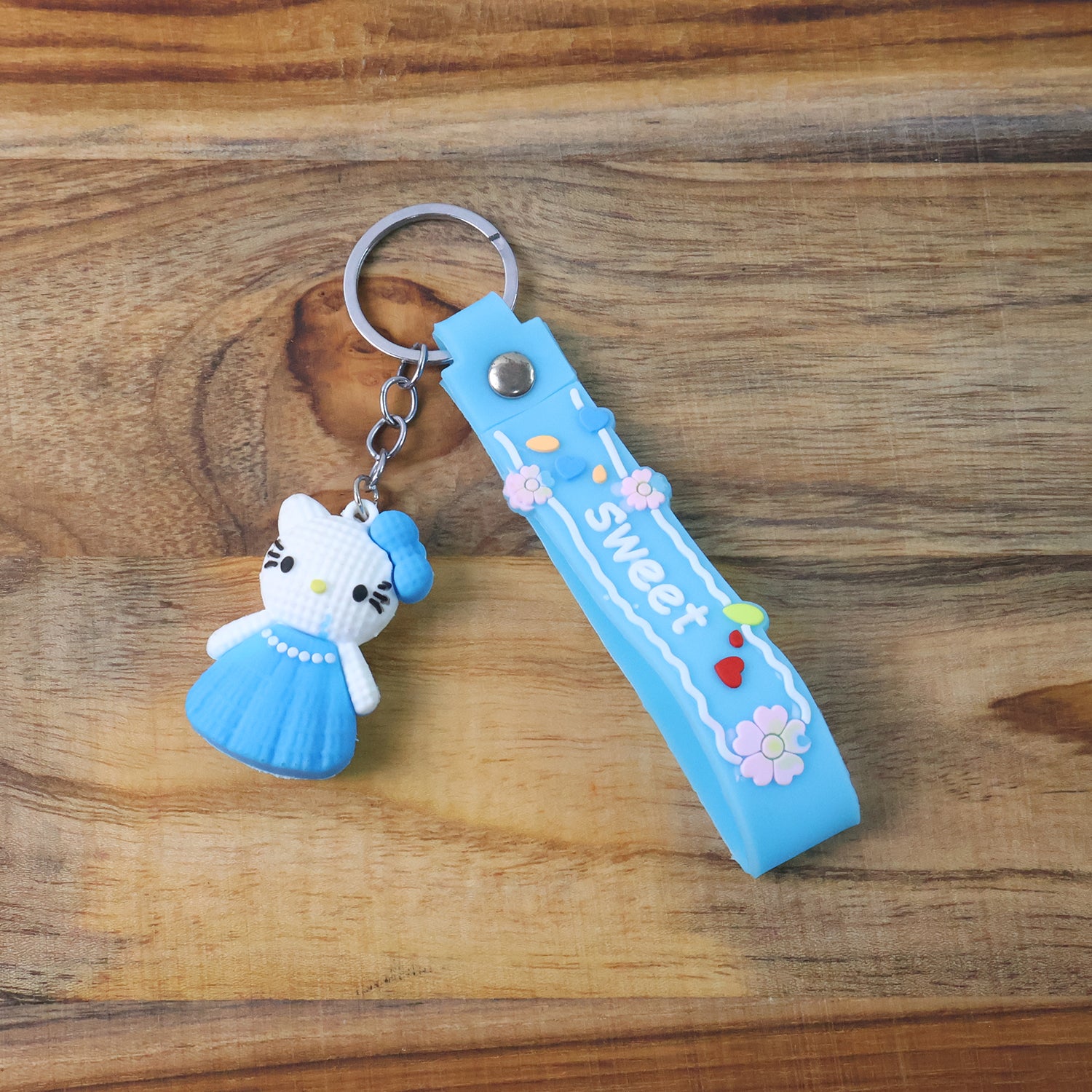 Cute Cartoon Silicone 3D Key Chain with Metal Hook & Strap (Pack of 1)