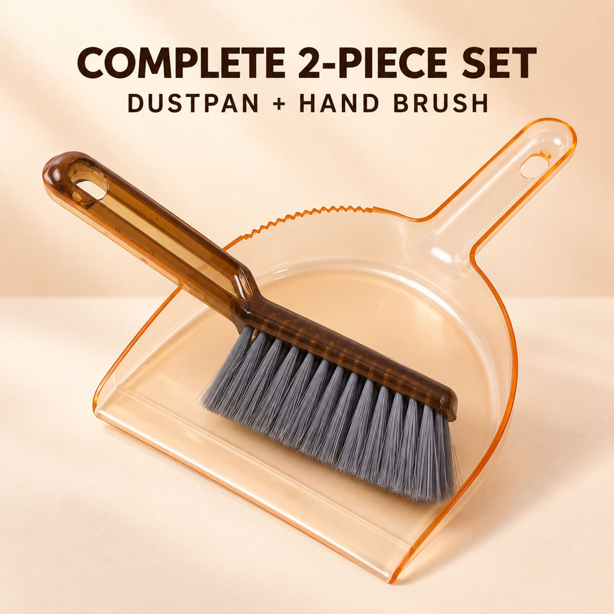 Plastic Dustpan and Hand Brush for Kitchen and Everyday Surface Cleaning (2 Pc Set)