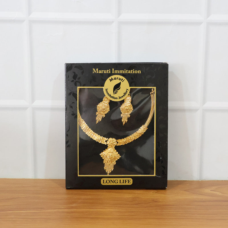 Traditional Floral Drop Choker Necklace Set – Elegant Festive & Wedding Jewellery