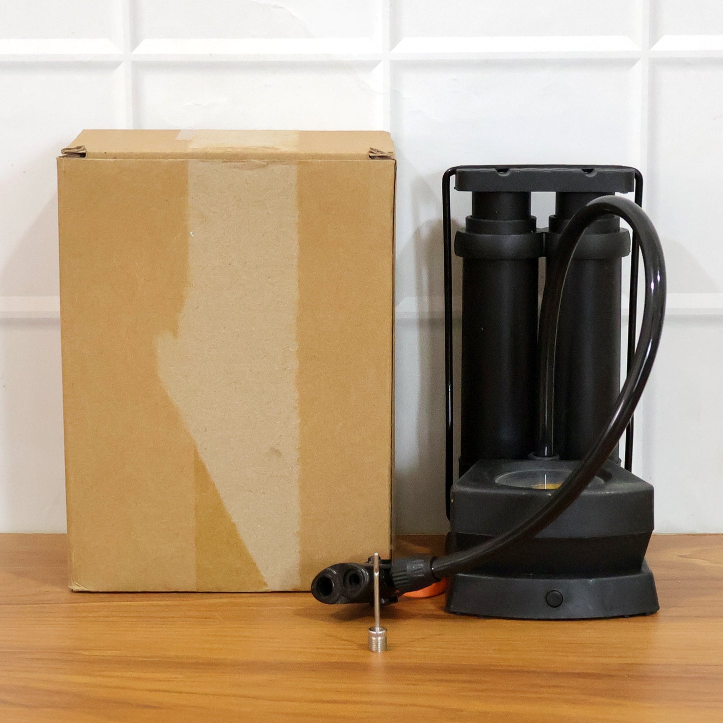 Double Cylinder Foot Air Pump with Pressure Gauge – Durable & Portable