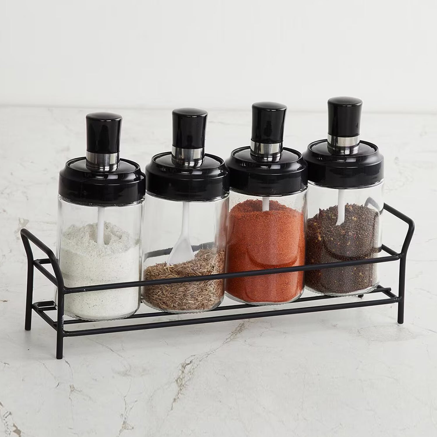 पारदर्शी ग्लास ऑयल डिस्पेंसर 500 एमएल बोतल 2 का सेट, मसाला जार 250 एमएल 3 का सेट, रसोई के लिए तेल की बोतल, तेल और सिरका भंडारण ग्लास बोतल, मसाले के लिए ग्लास कंटेनर, मसाला (5 पीस सेट)