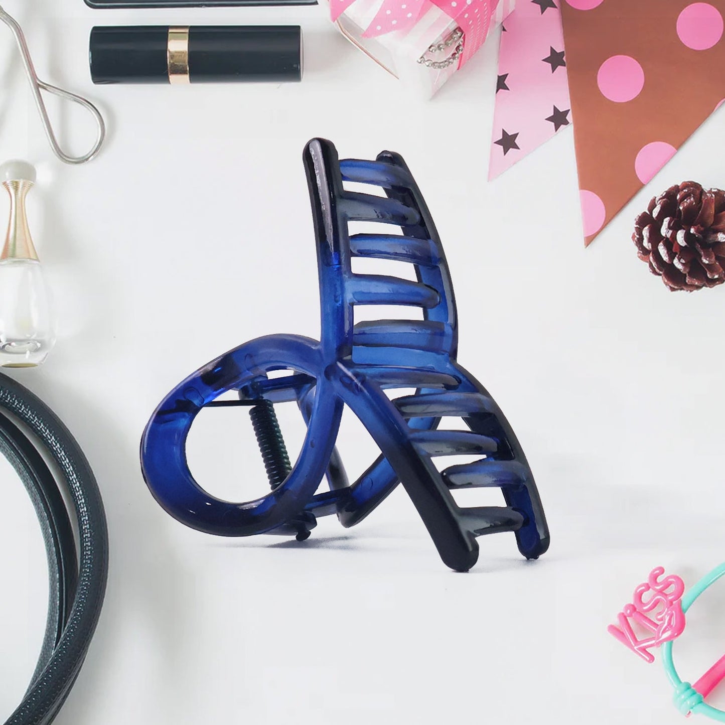 Plastic Hair Clamp Grip, Simple Matte Hair Barrette Clamp (12 Pc / Mix Design)