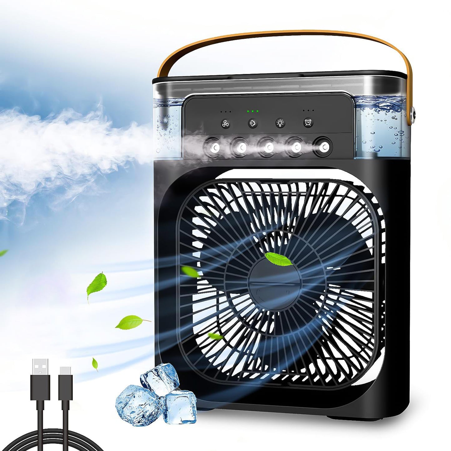 Portable Air Cooler Fan with 7-Color Light – Personal AC Fan