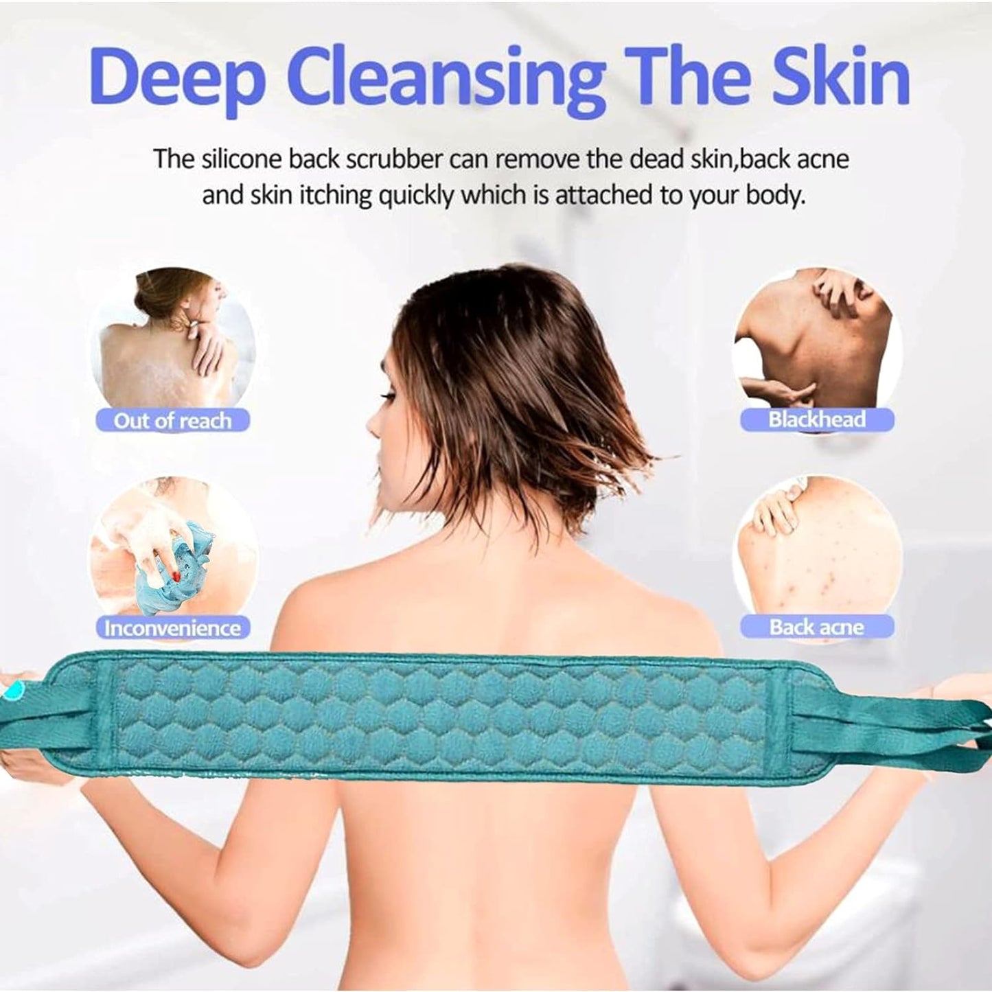 बाथ शॉवर सेट स्क्रबर लूफा स्पंज पाउफ, बाथ ब्रश अतिरिक्त लंबा दोहरे तरफा स्क्रबर लंबे समय तक चलने वाला डीप क्लीन सुपर सॉफ्ट, पुरुषों महिलाओं के लिए बॉडी स्क्रबर (2 पीस सेट)