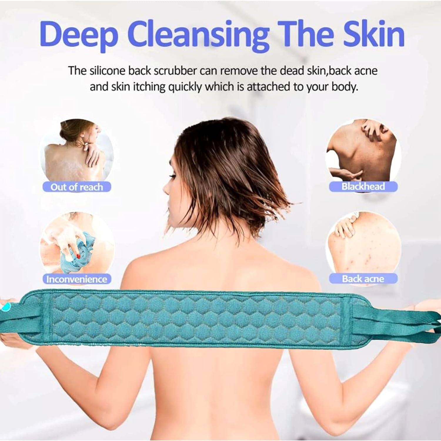 बाथ शॉवर सेट स्क्रबर लूफा स्पंज पाउफ, बाथ ब्रश अतिरिक्त लंबा दोहरे तरफा स्क्रबर लंबे समय तक चलने वाला डीप क्लीन सुपर सॉफ्ट, पुरुषों महिलाओं के लिए बॉडी स्क्रबर (2 पीस सेट)