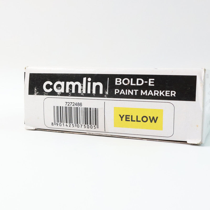 Camlin Bold-E Paint Marker – Yellow Colour, Permanent & Refillable Paint Markers for Industrial and Multi-Surface Marking – Pack of 10